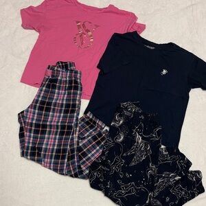 2 Sets of Victoria’s Secret T-Shirts with Plaid and Patterned Pants Pajamas